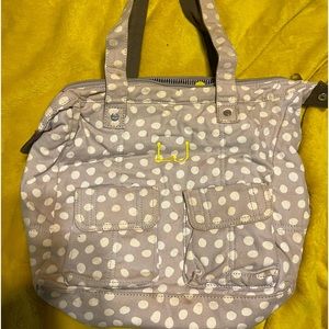 Thirty one vintage diaper bag. I used for work.  Polka dot with “LJ” initials.